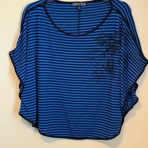 Living Doll Black and Blue Striped Blouse